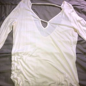 Buckle long sleeve white shirt with low rised back